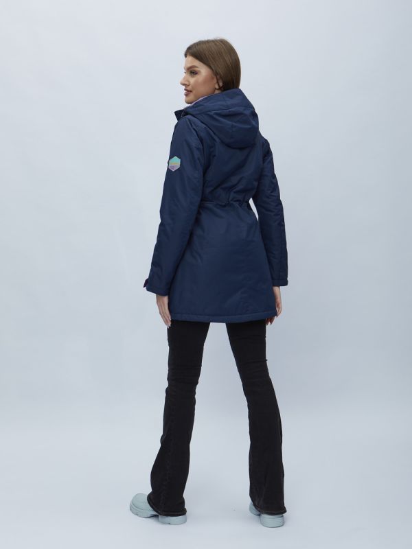 Navy blue hooded parka for women 551996TS